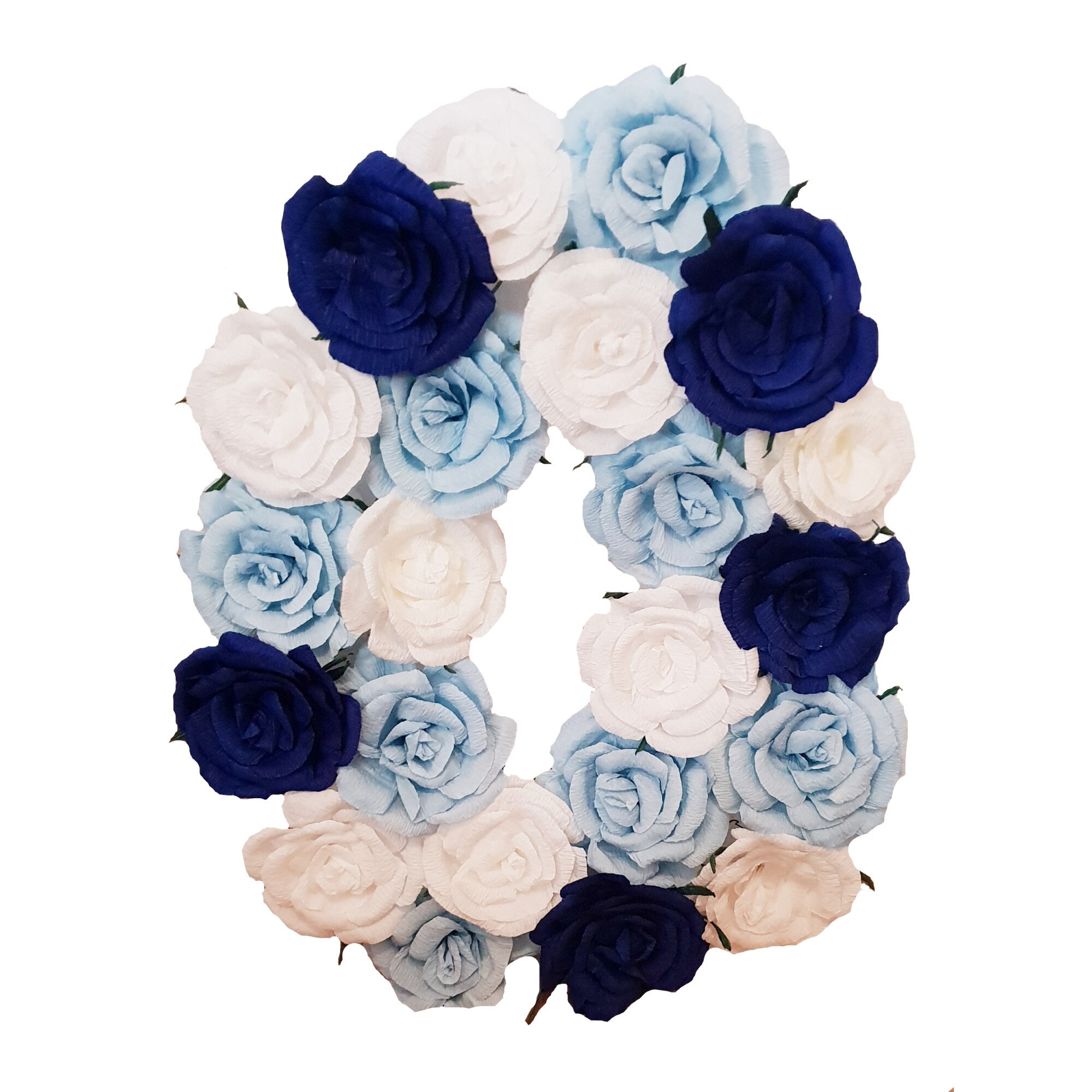 Cifra volumetrica 0 Handmade Minis Boutique, alb, bleu si bleumarin