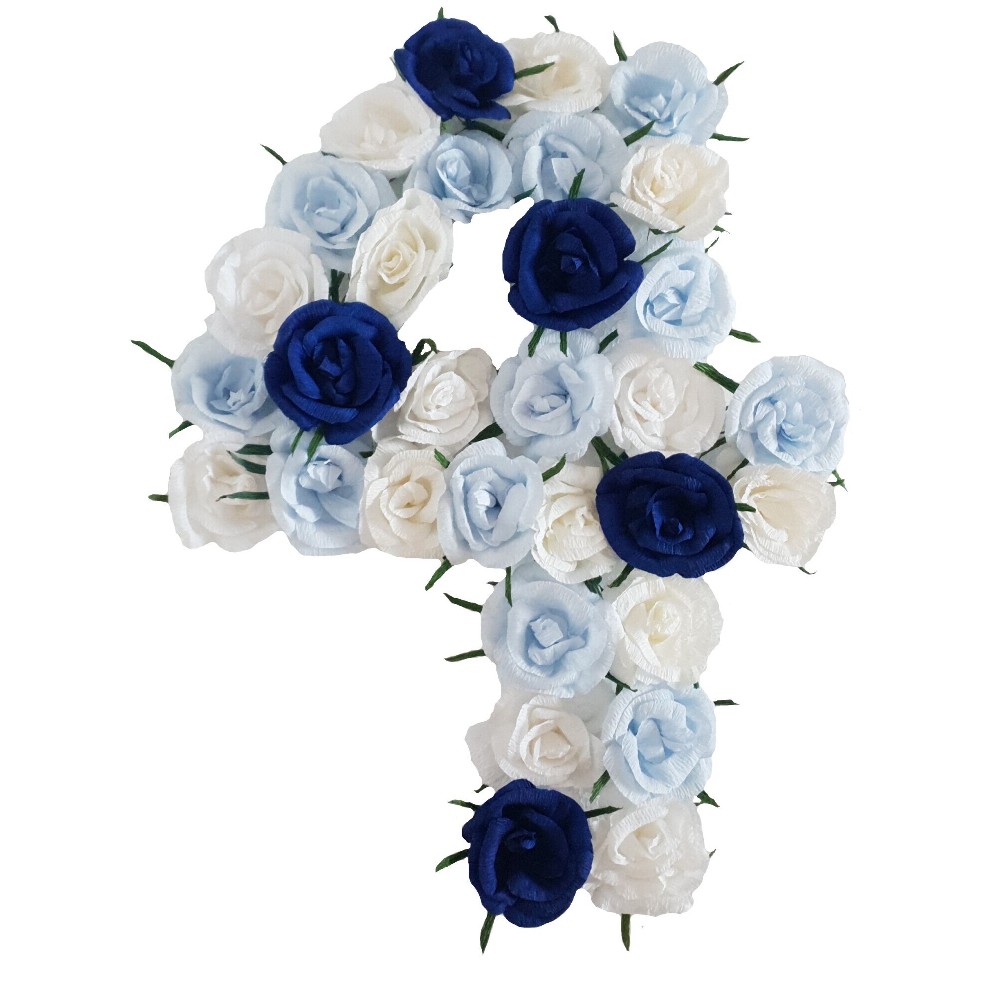 Cifra volumetrica 4 Handmade Minis Boutique, alb, bleu si bleumarin