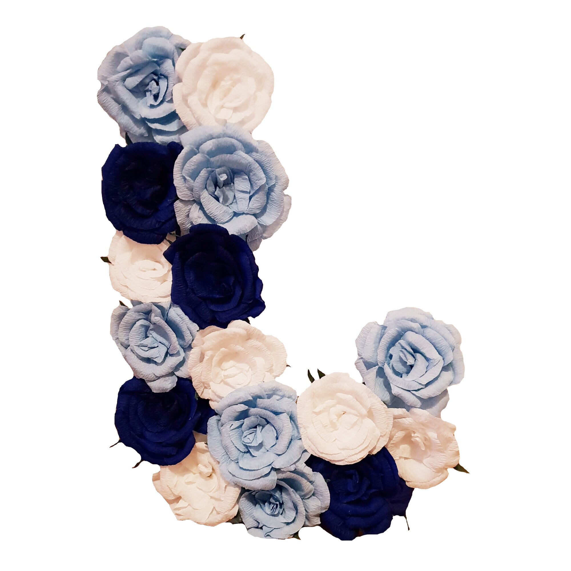 Litera volumetrica J Handmade Minis Boutique, alb, bleu si bleumarin