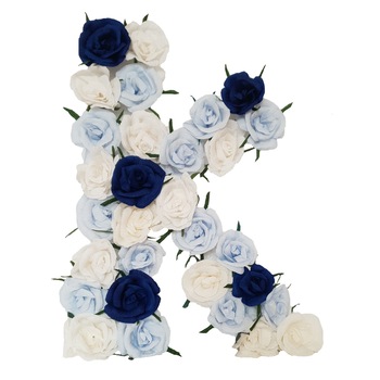 Litera volumetrica K Handmade Minis Boutique, alb, bleu su bleumarin Litera volumetrica K Handmade Minis Boutique, alb, bleu su bleumarin