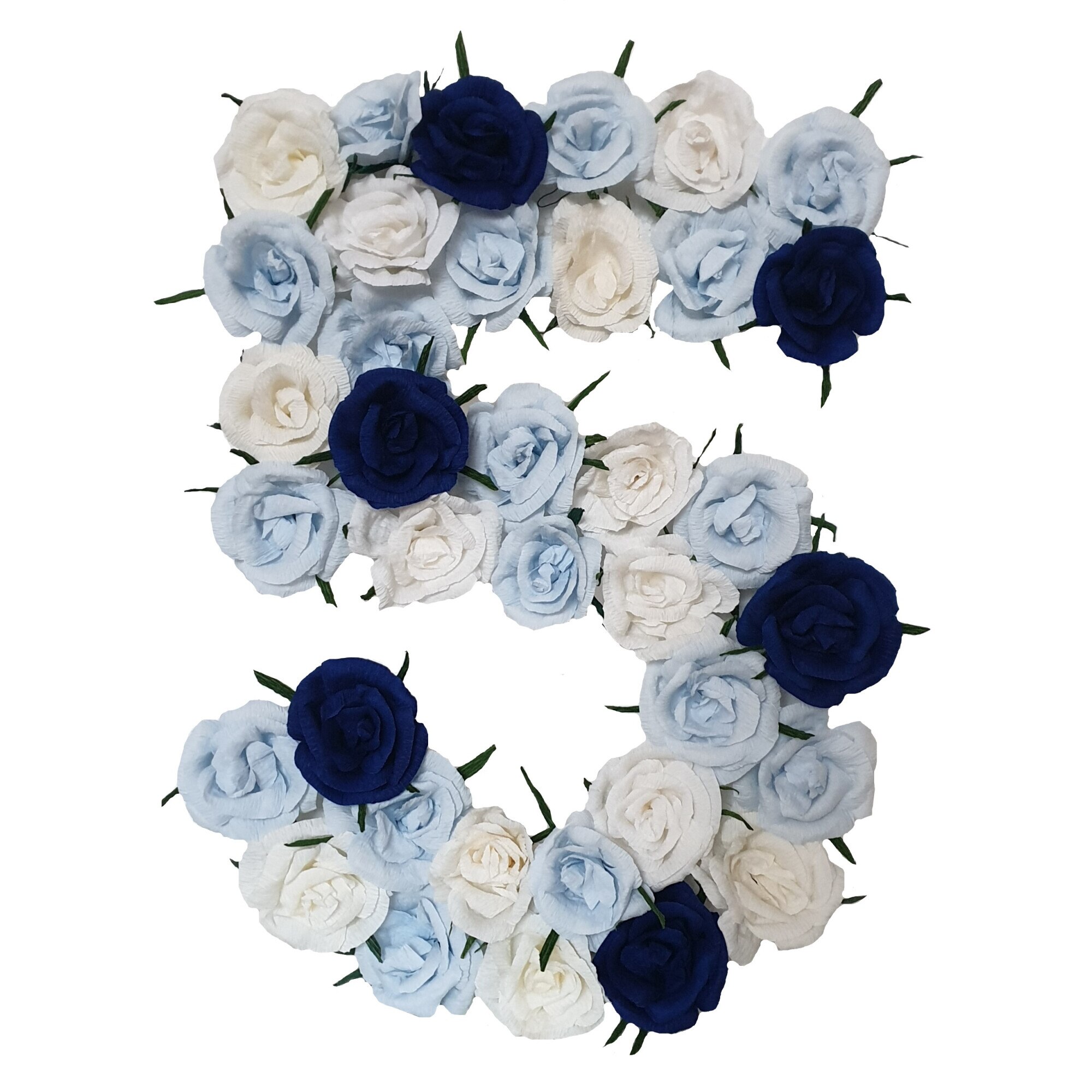 Cifra volumetrica 5 Handmade Minis Boutique, alb, bleu si bleumarin