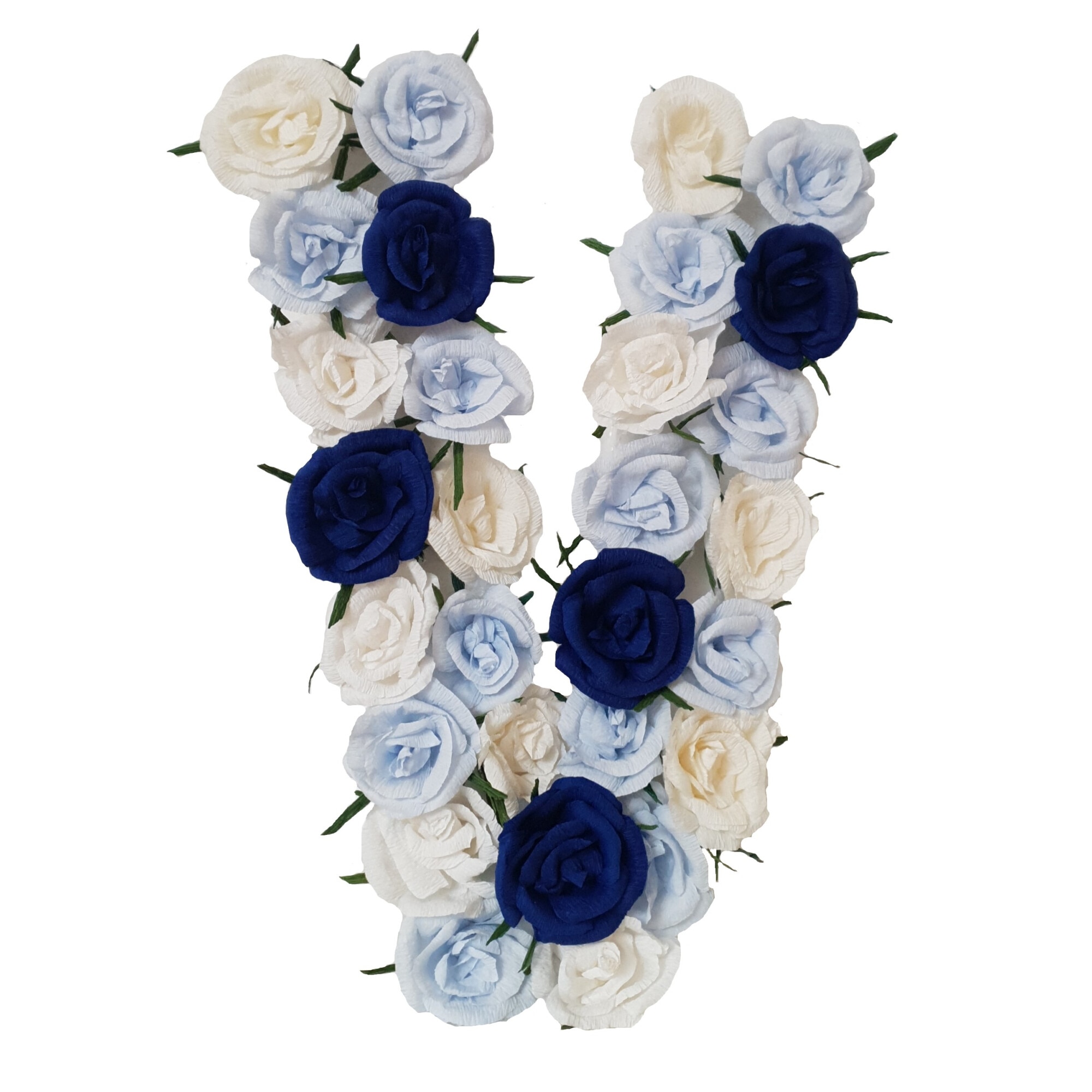 Litera volumetrica V Handmade Minis Boutique, alb, bleu si bleumarin