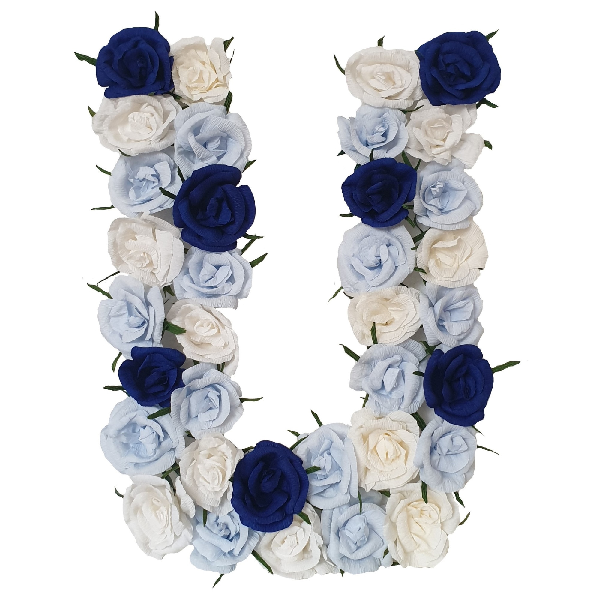 Litera volumetrica U Handmade Minis Boutique, alb, bleu si bleumarin