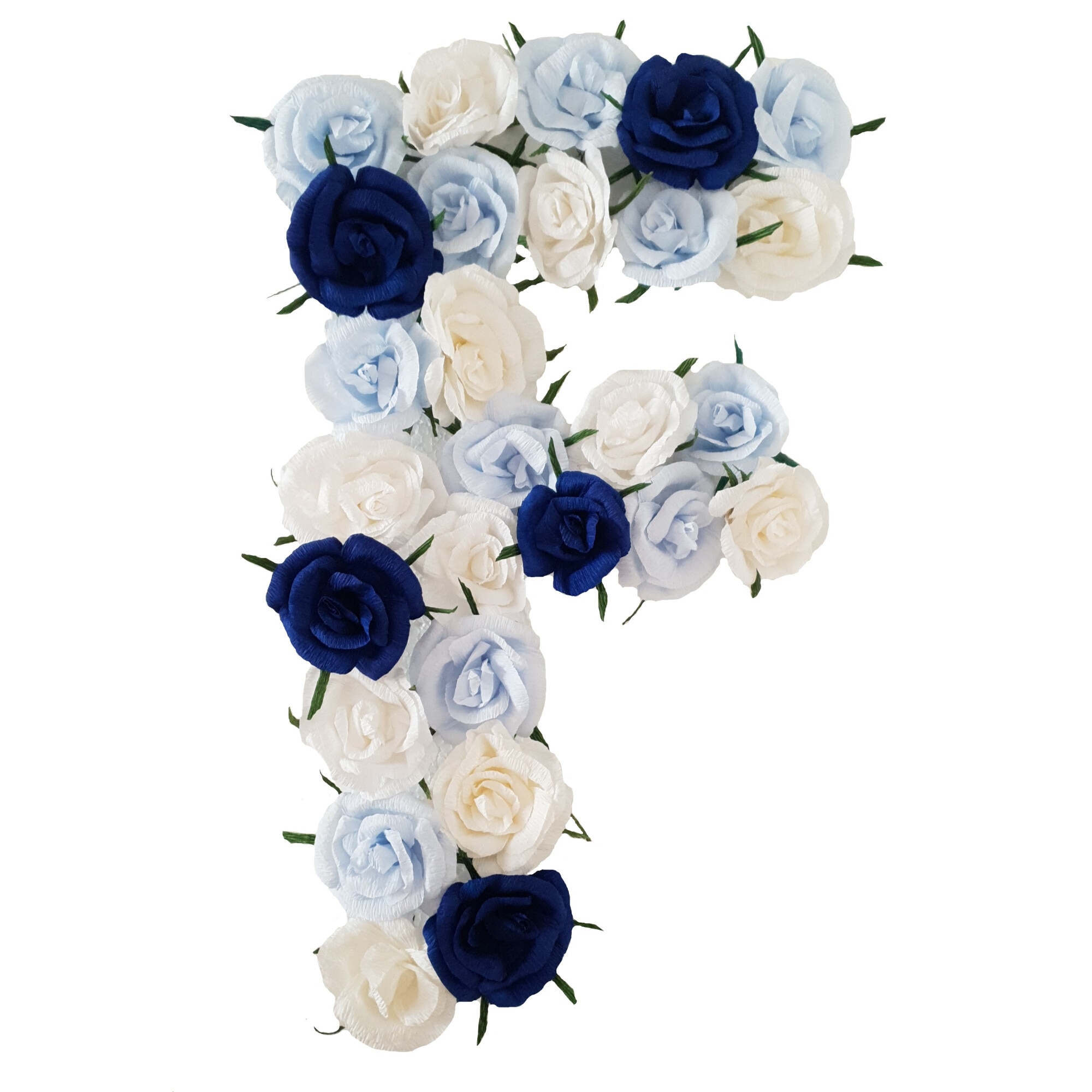 Litera volumetrica F Handmade Minis Boutique, alb, bleu si bleumarin