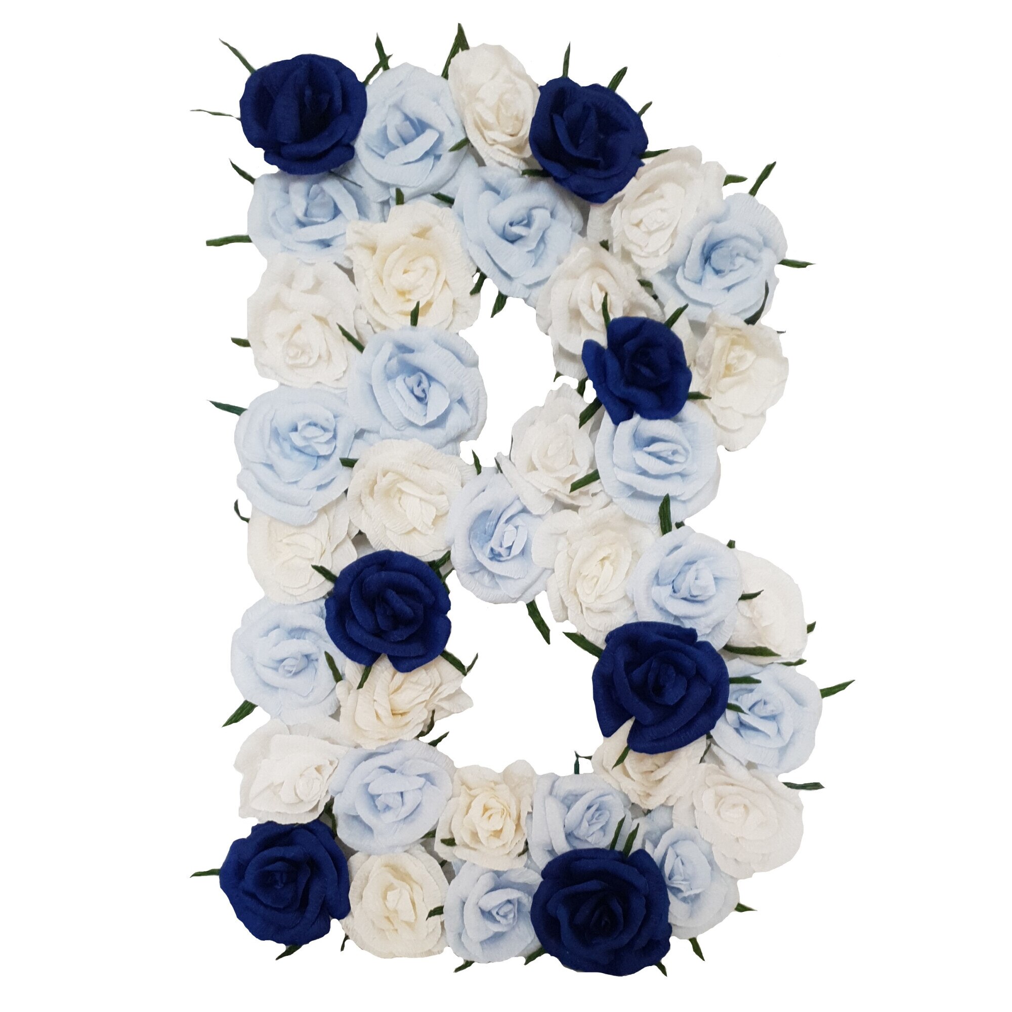 Litera volumetrica B Handmade Minis Boutique, alb, bleu si bleumarin