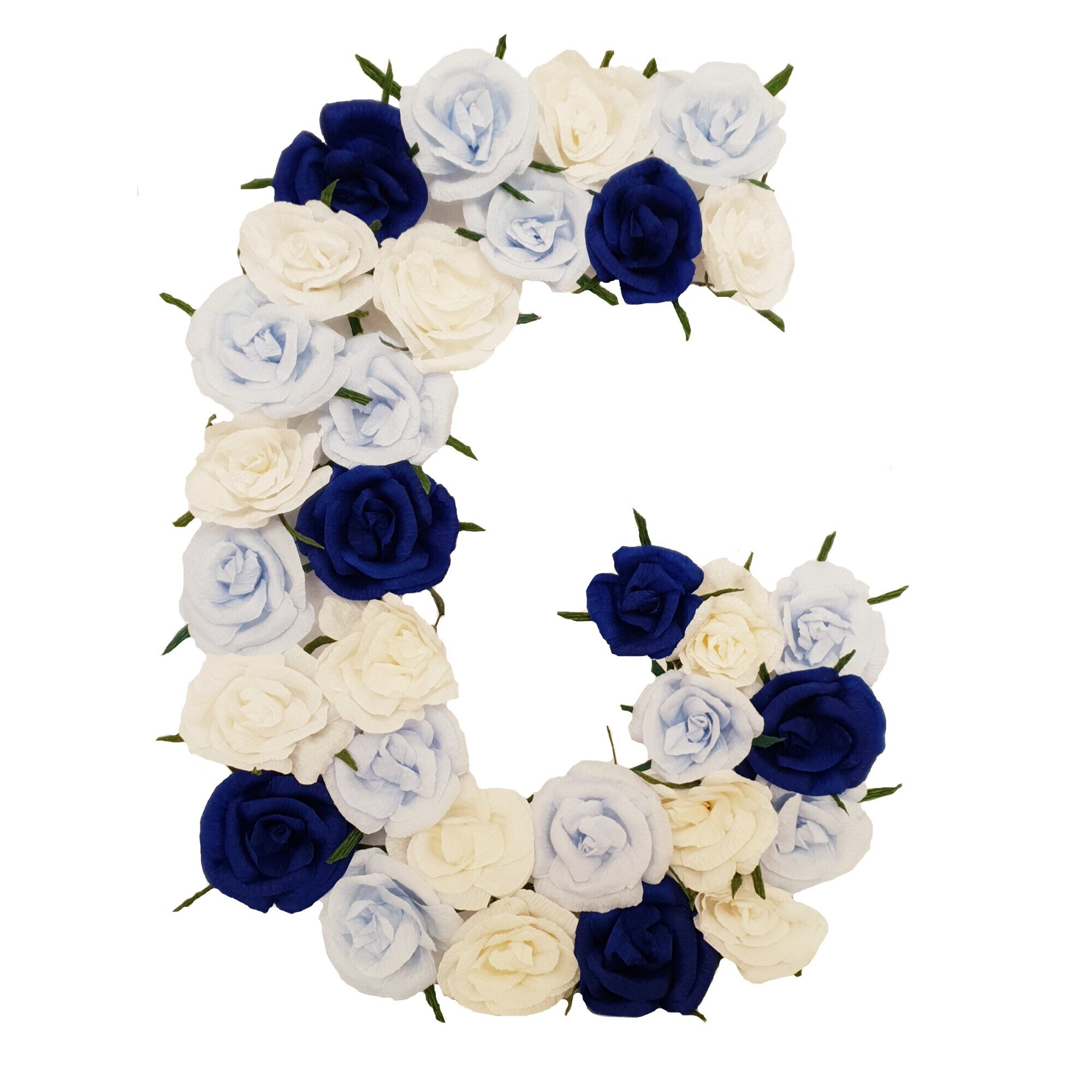 Litera volumetrica G Handmade Minis Boutique, alb, bleu si bleumarin