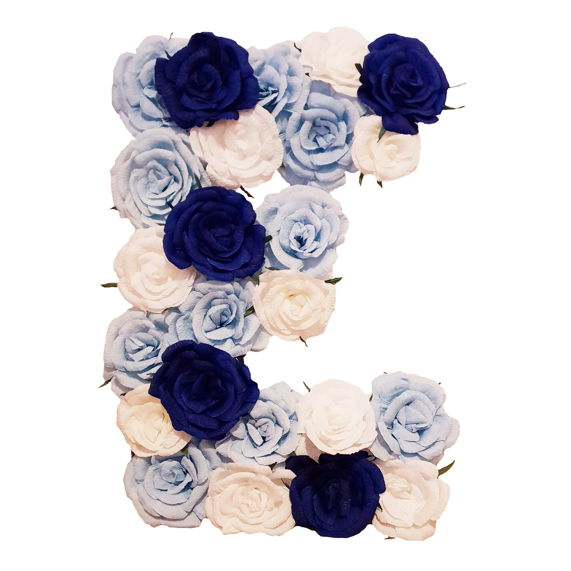 Litera volumetrica E Handmade Minis Boutique, alb, bleu si bleumarin