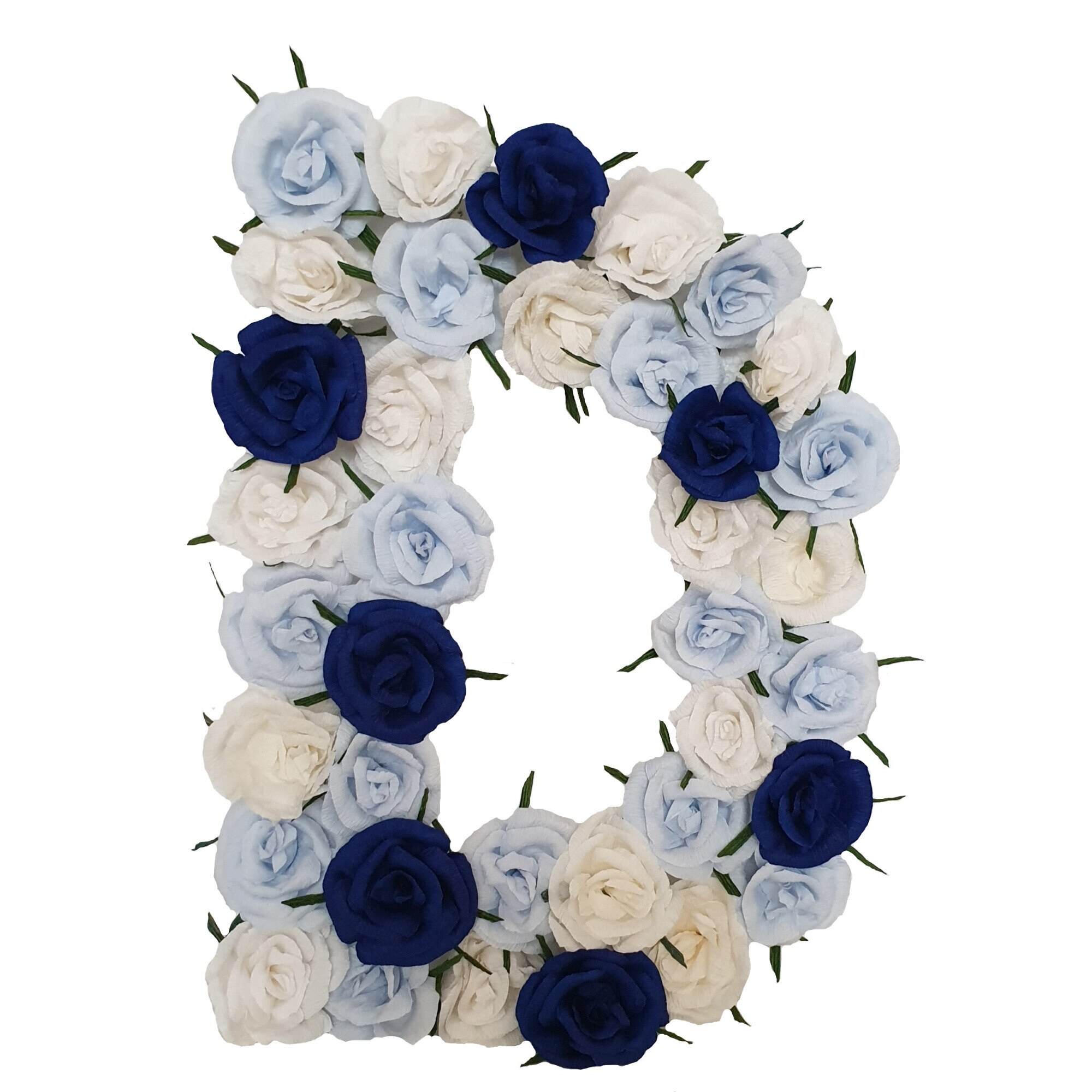 Litera volumetrica D Handmade Minis Boutique, alb, bleu si bleumarin