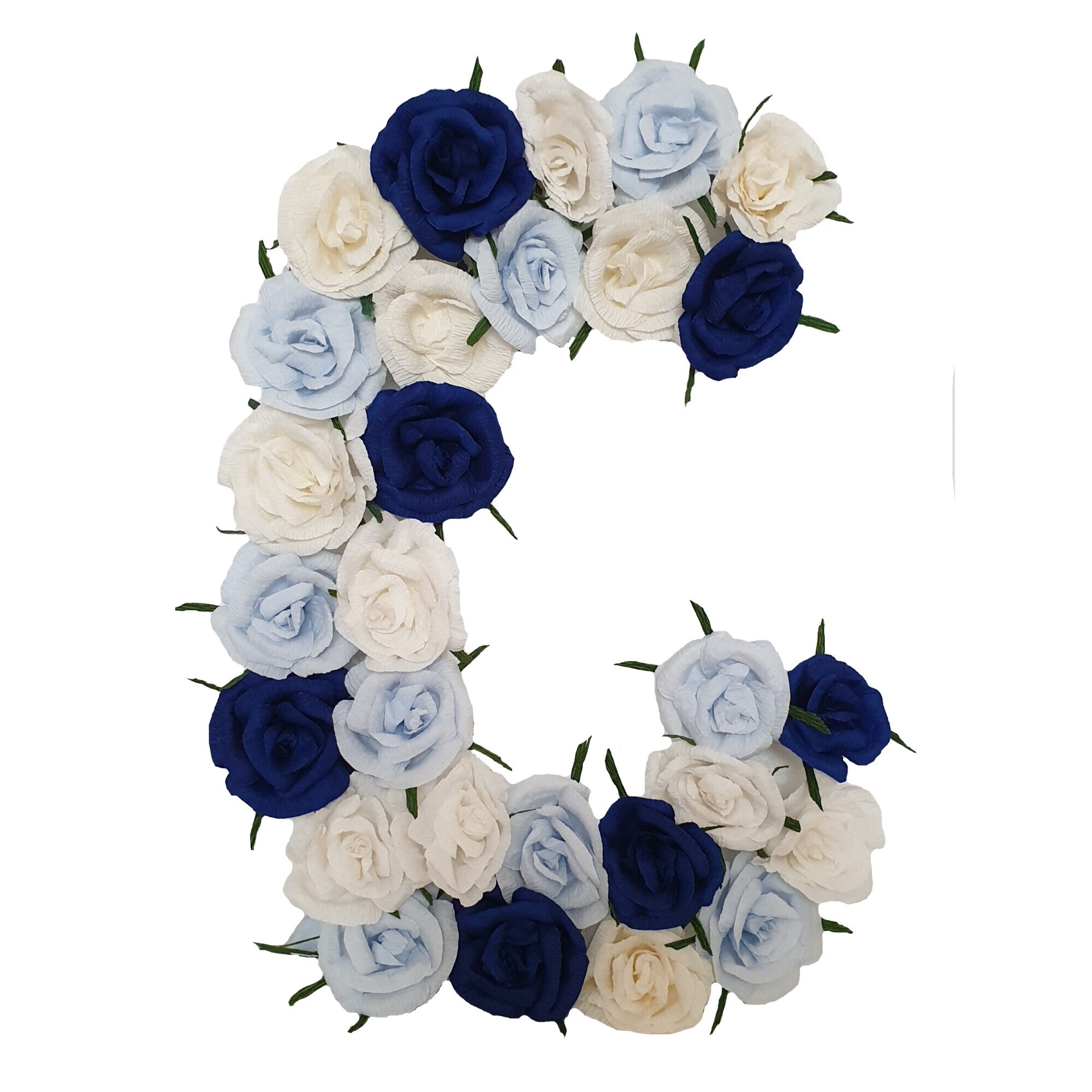 Litera volumetrica C Handmade Minis Boutique, alb, bleu si bleumarin