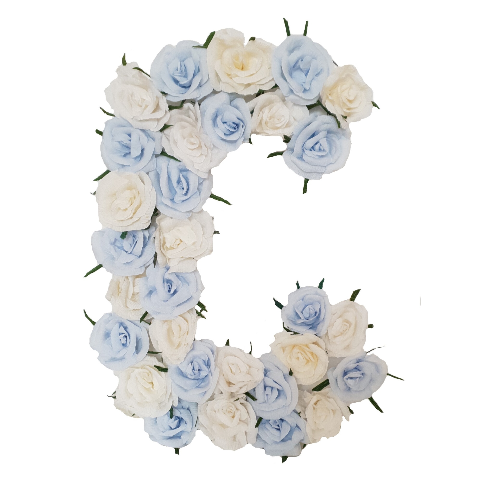 Litera volumetrica CHandmade Minis Boutique, alb cu bleu
