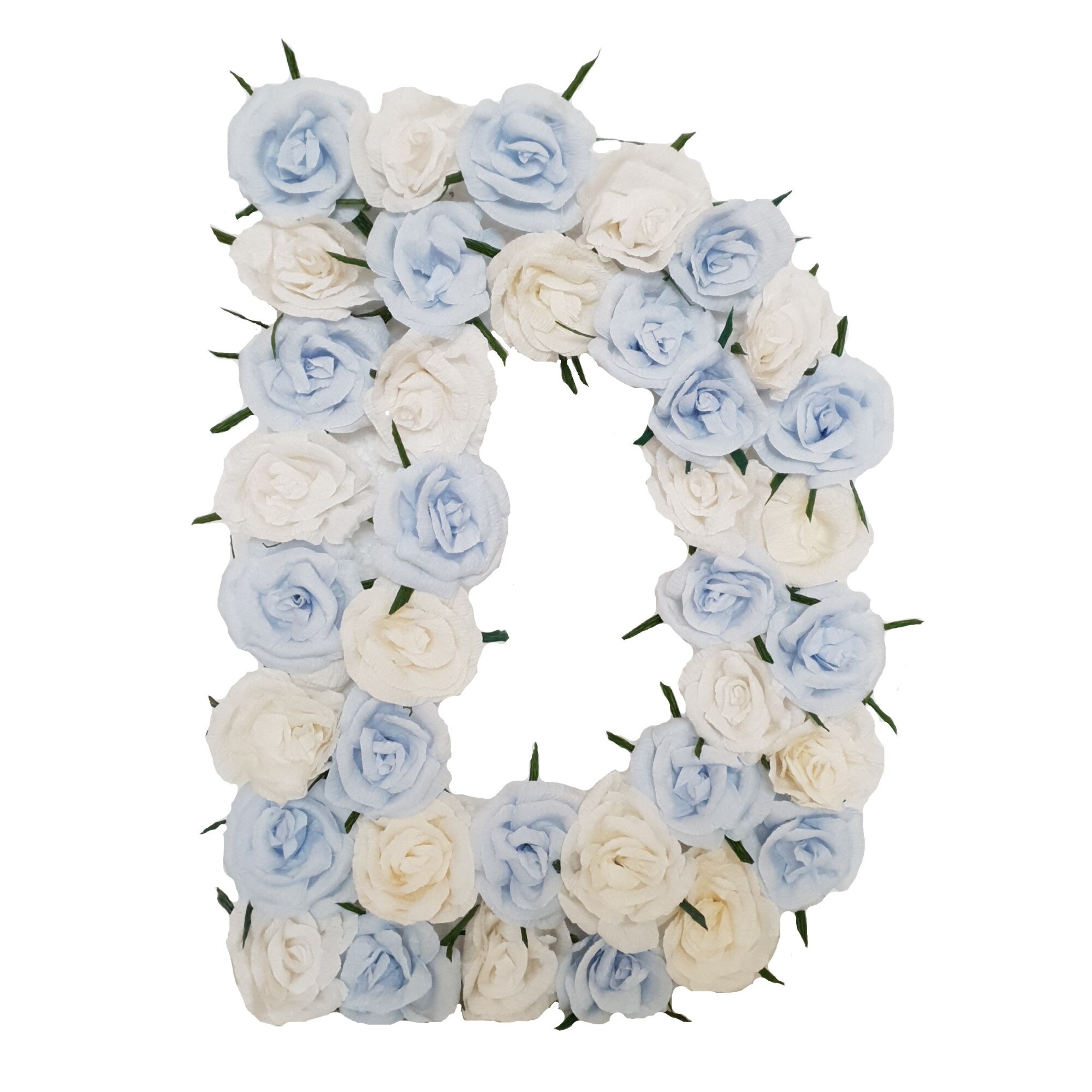 Litera volumetrica D Handmade Minis Boutique, alb cu bleu