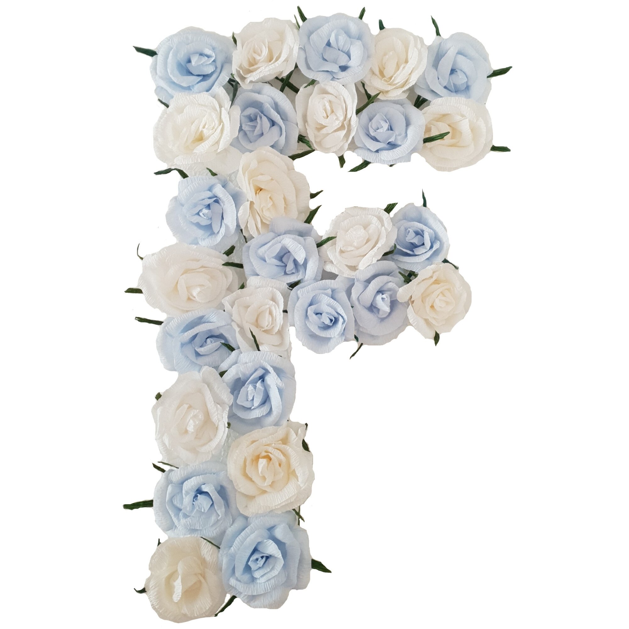 Litera volumetrica F Handmade Minis Boutique, alb cu bleu