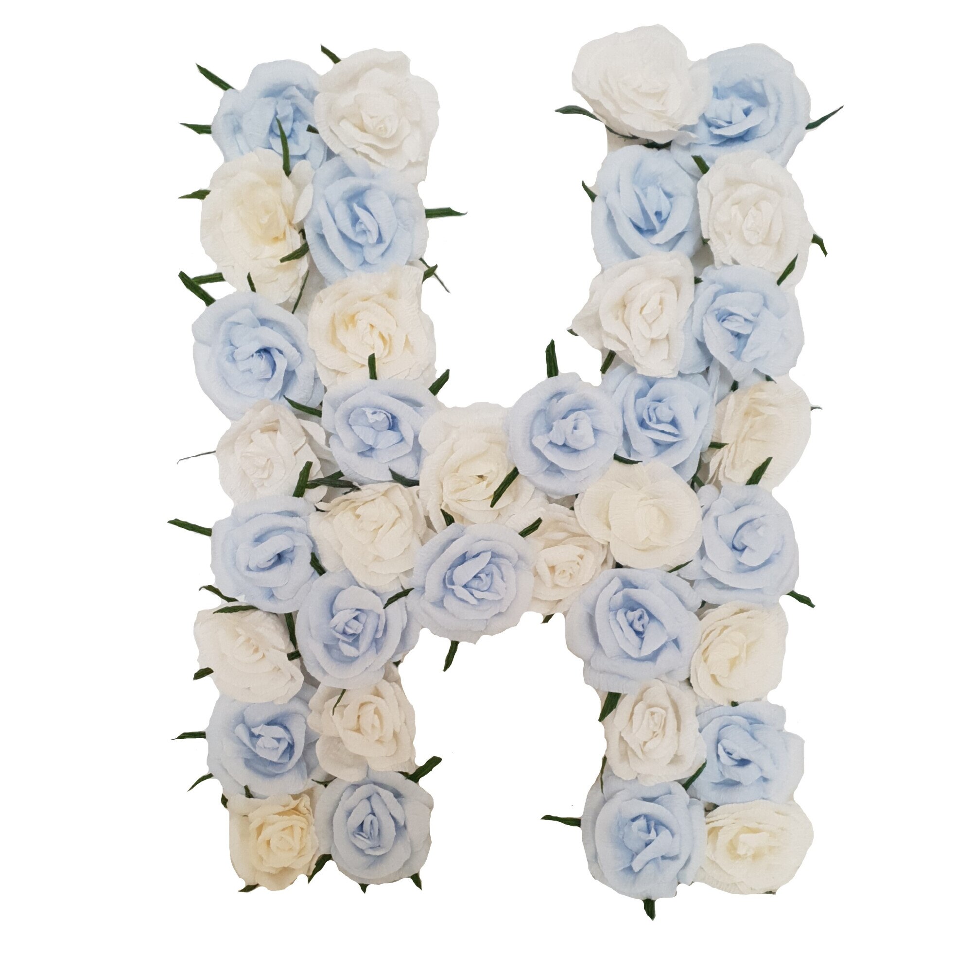 Litera volumetrica H Handmade Minis Boutique, alb cu bleu