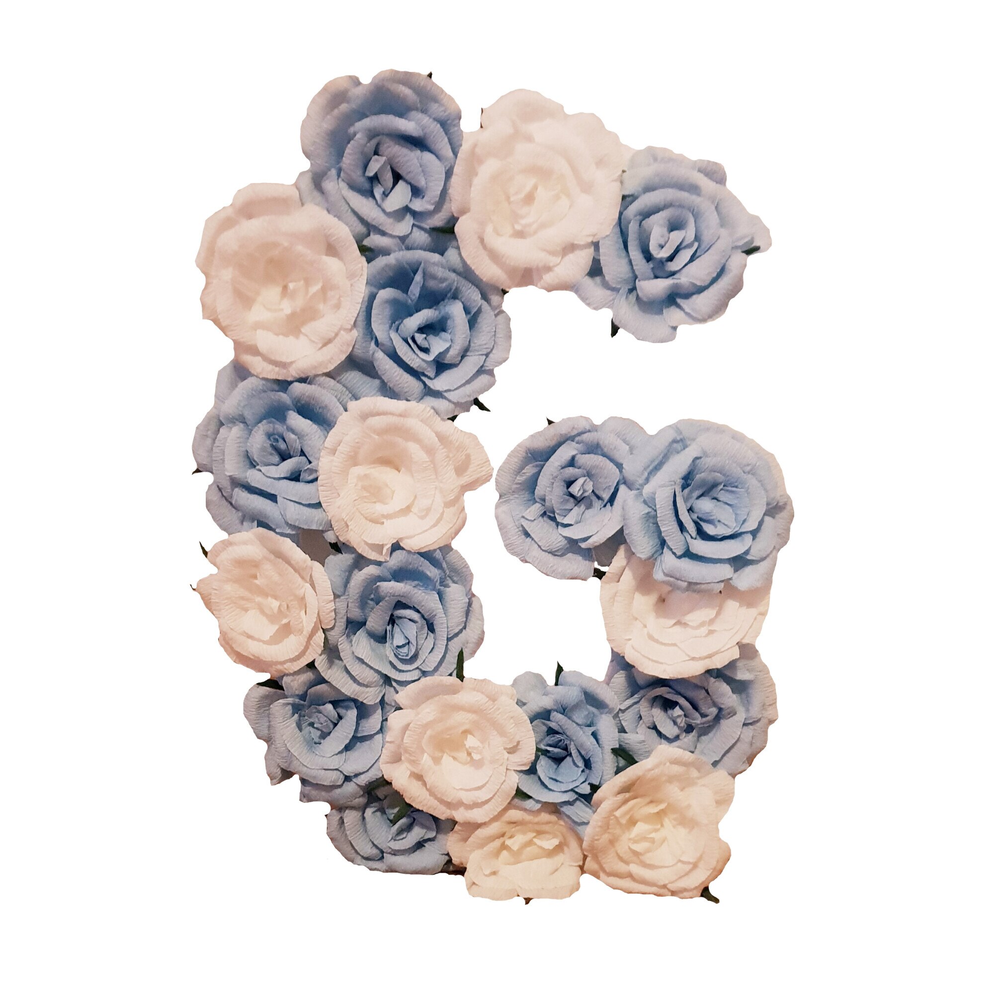 Litera volumetrica G Handmade Minis Boutique, alb cu bleu
