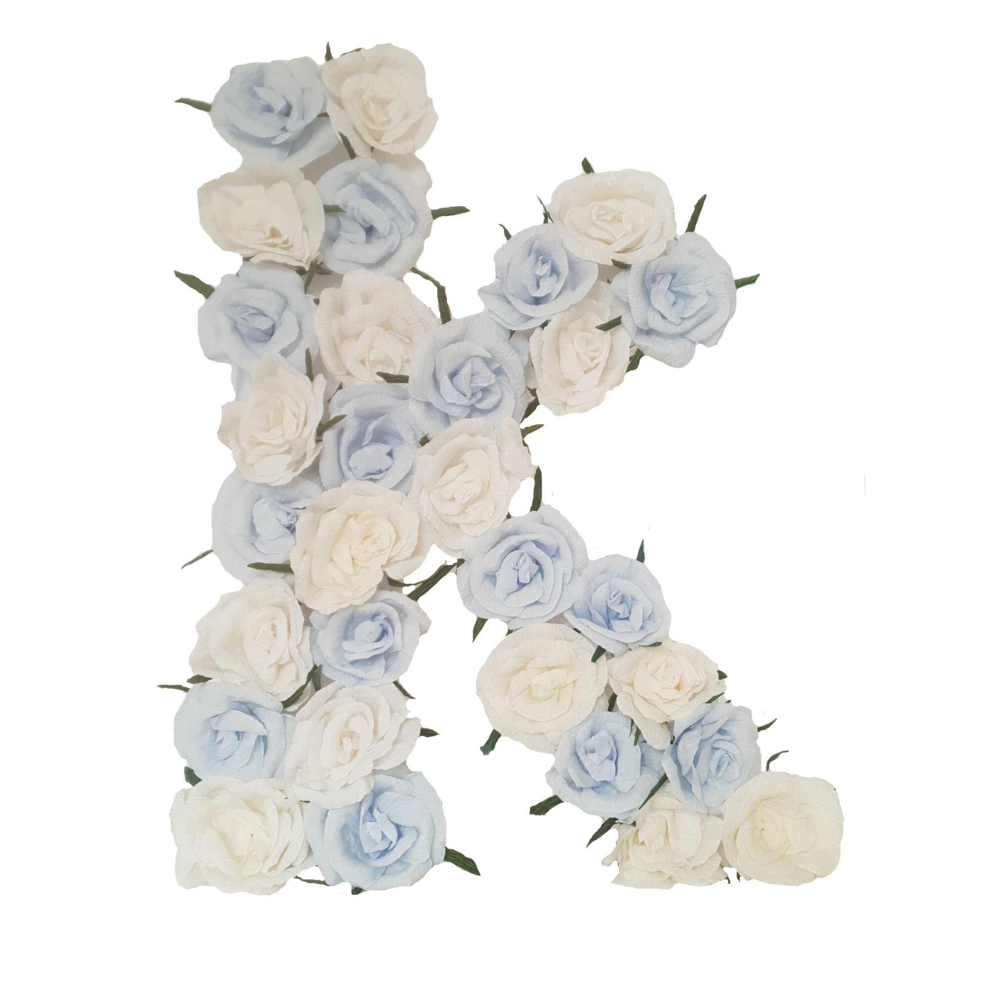 Litera volumetrica K Handmade Minis Boutique, alb cu bleu