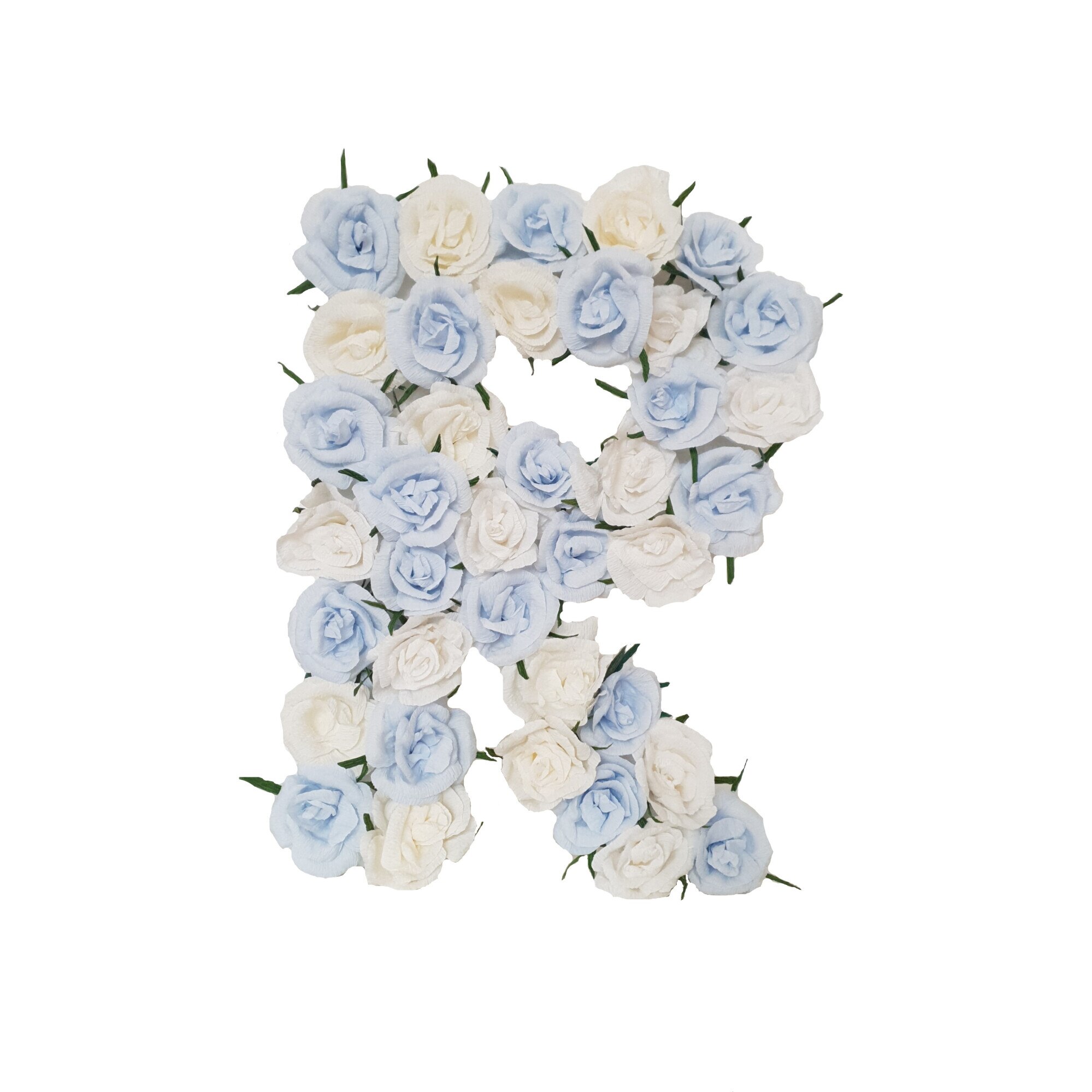 Litera volumetrica R Handmade Minis Boutique, alb cu bleu