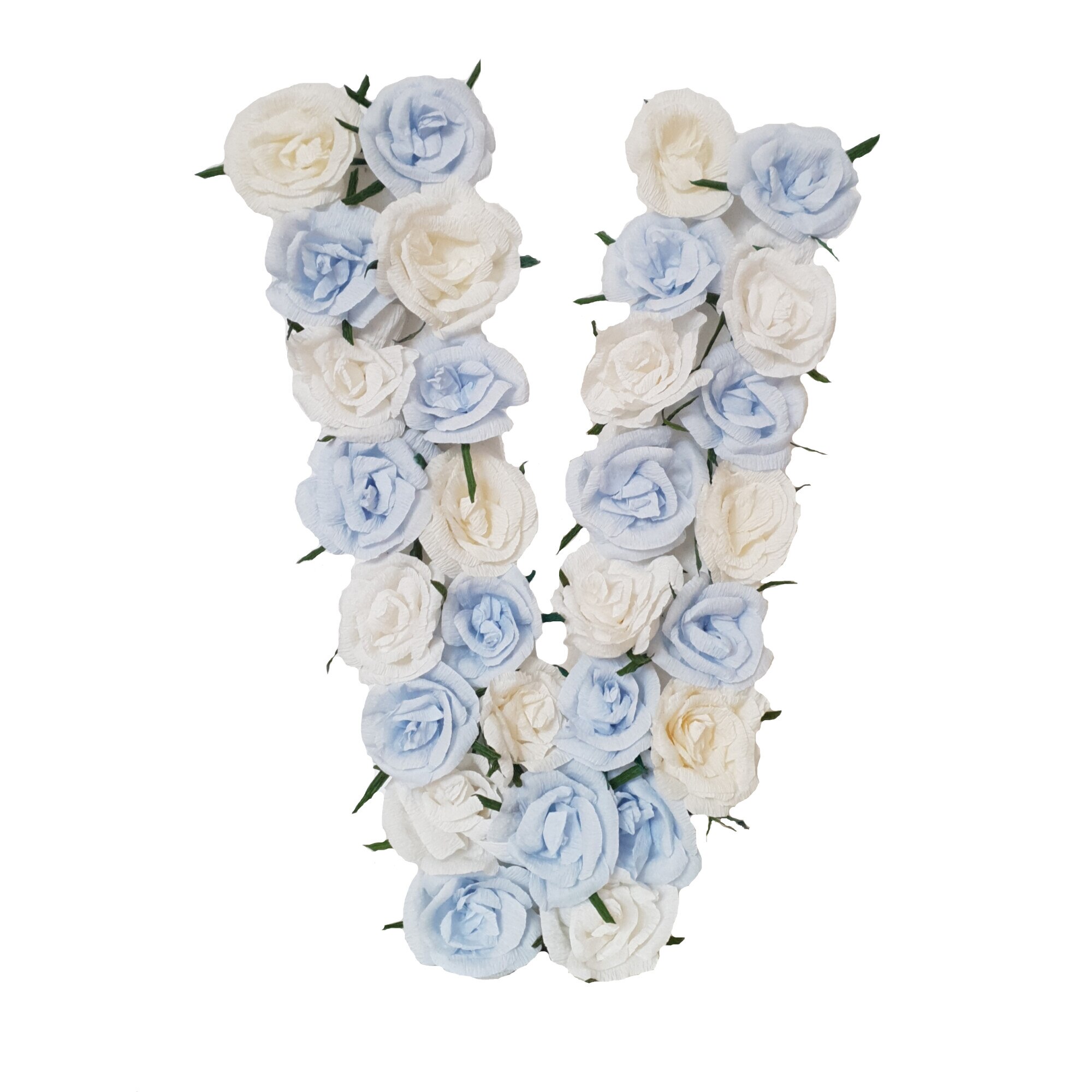 Litera volumetrica V Handmade Minis Boutique, alb cu bleu