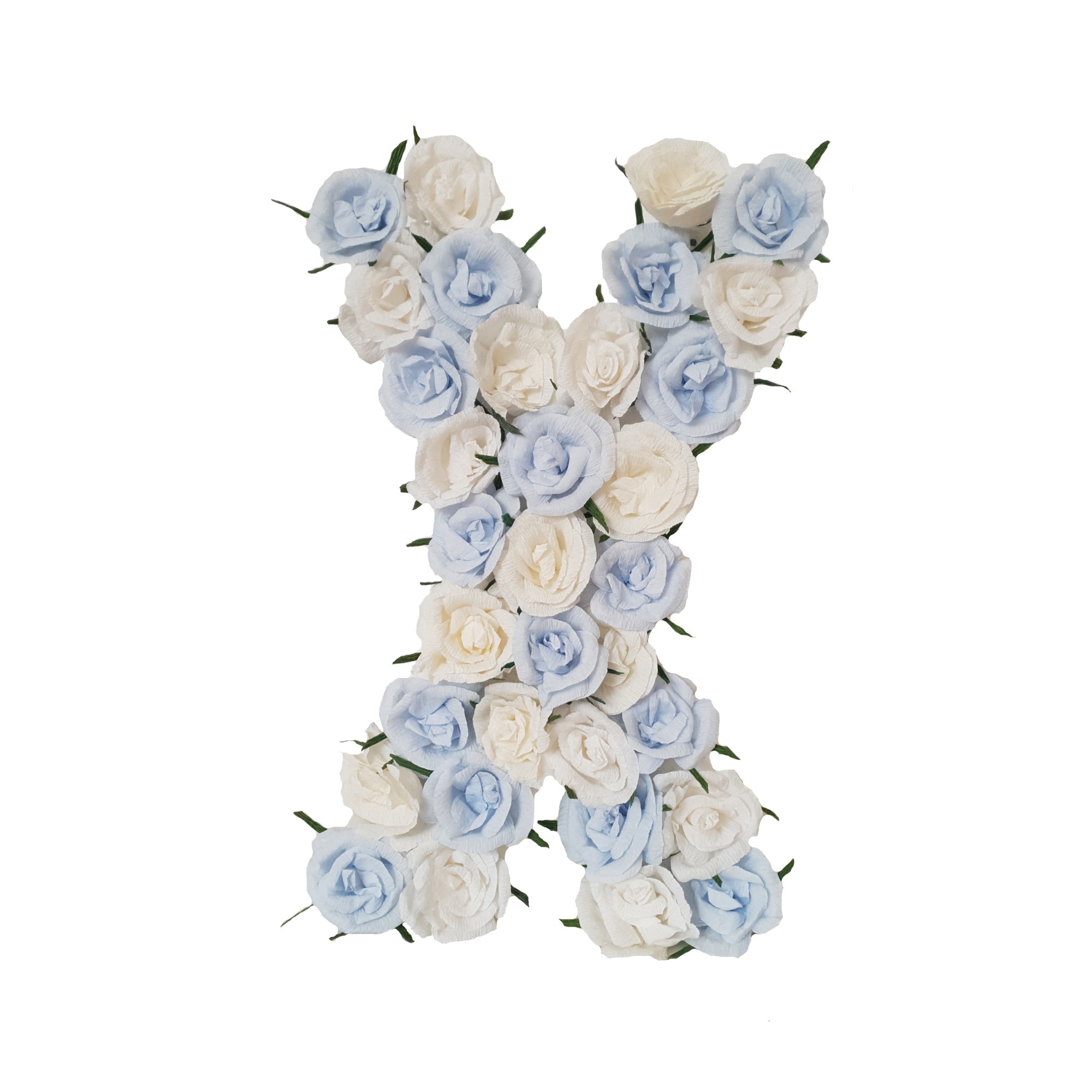 Litera volumetrica X Handmade Minis Boutique, alb cu bleu