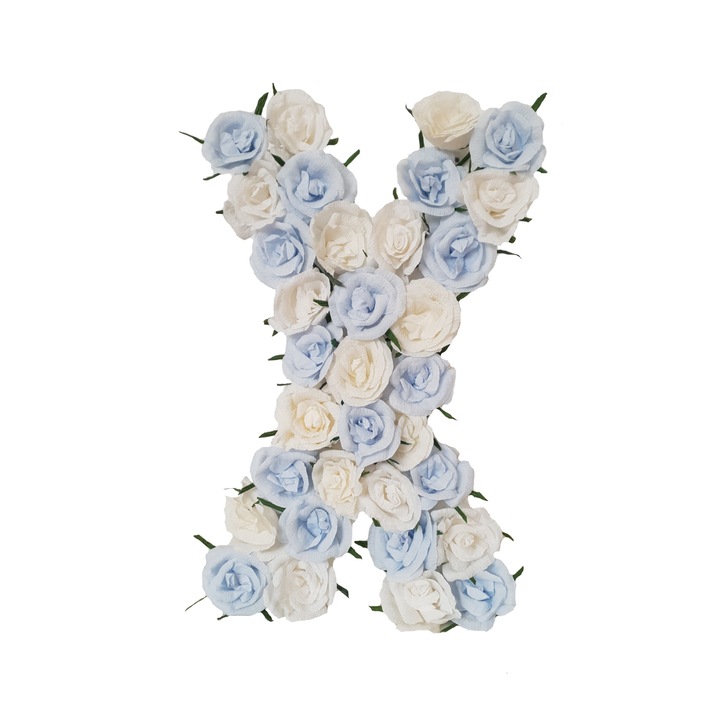 Litera volumetrica X Handmade Minis Boutique, alb cu bleu