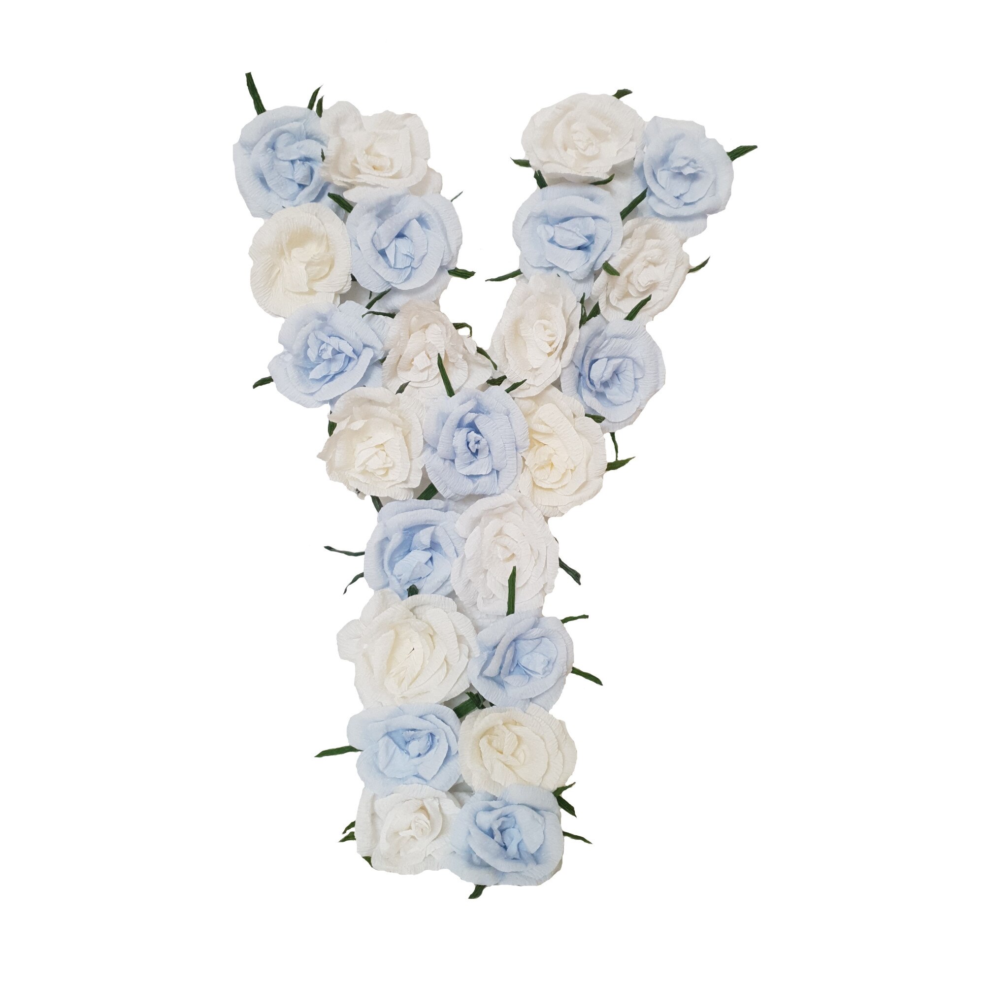 Litera volumetrica Y Handmade Minis Boutique, alb cu bleu