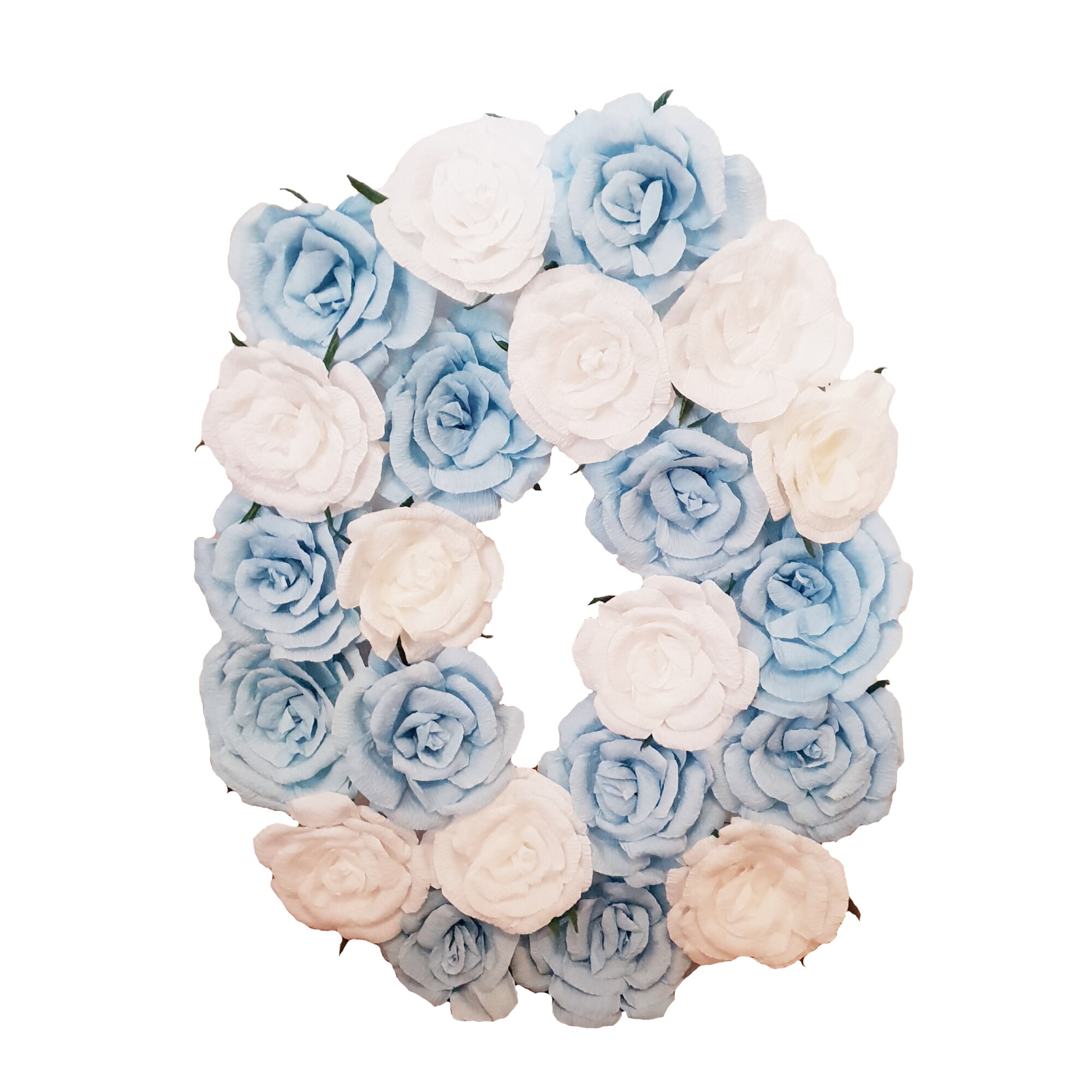 Cifra volumetrica 0 Handmade Minis Boutique, alb cu bleu