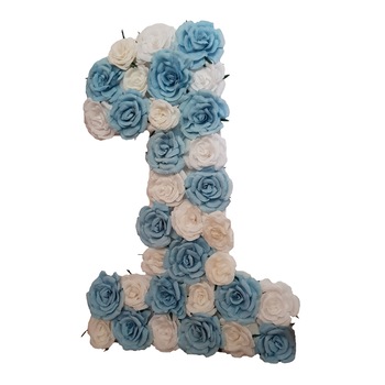 Cifra volumetrica 1 Handmade Minis Boutique, alb cu bleu Cifra volumetrica 1 Handmade Minis Boutique, alb cu bleu