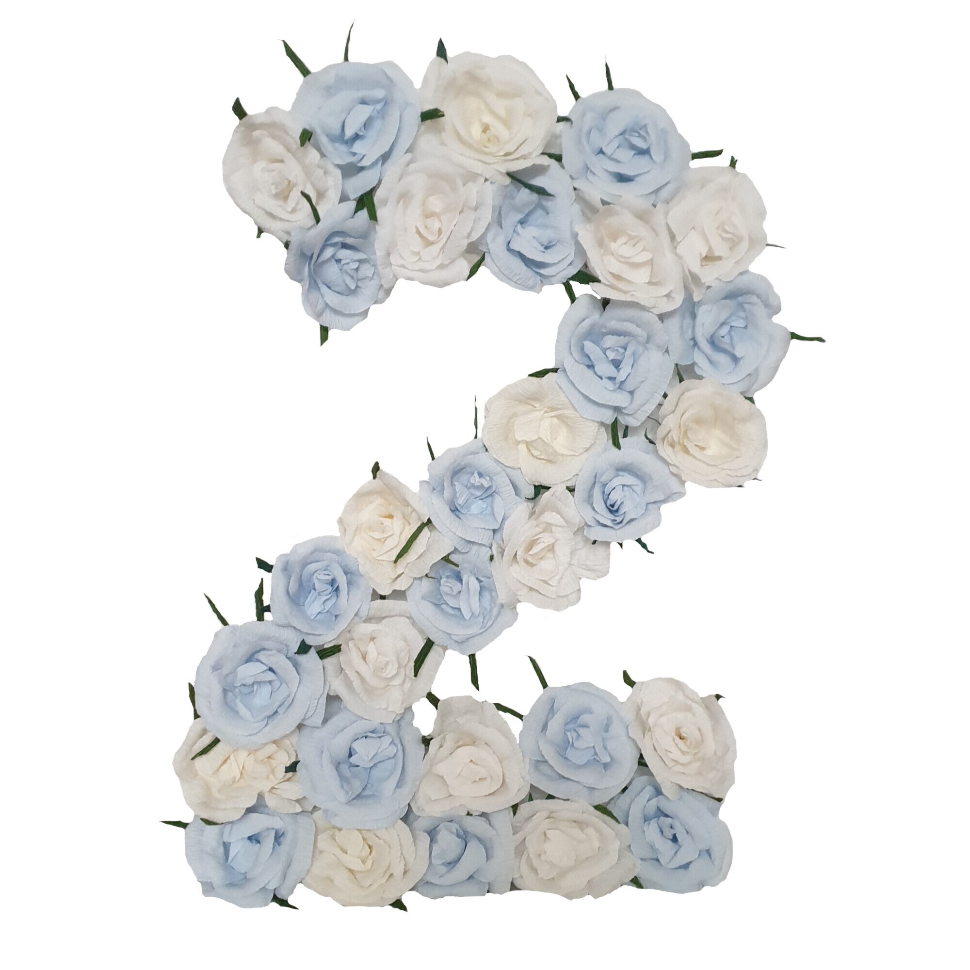 Cifra volumetrica 2 Handmade Minis Boutique, alb si bleu