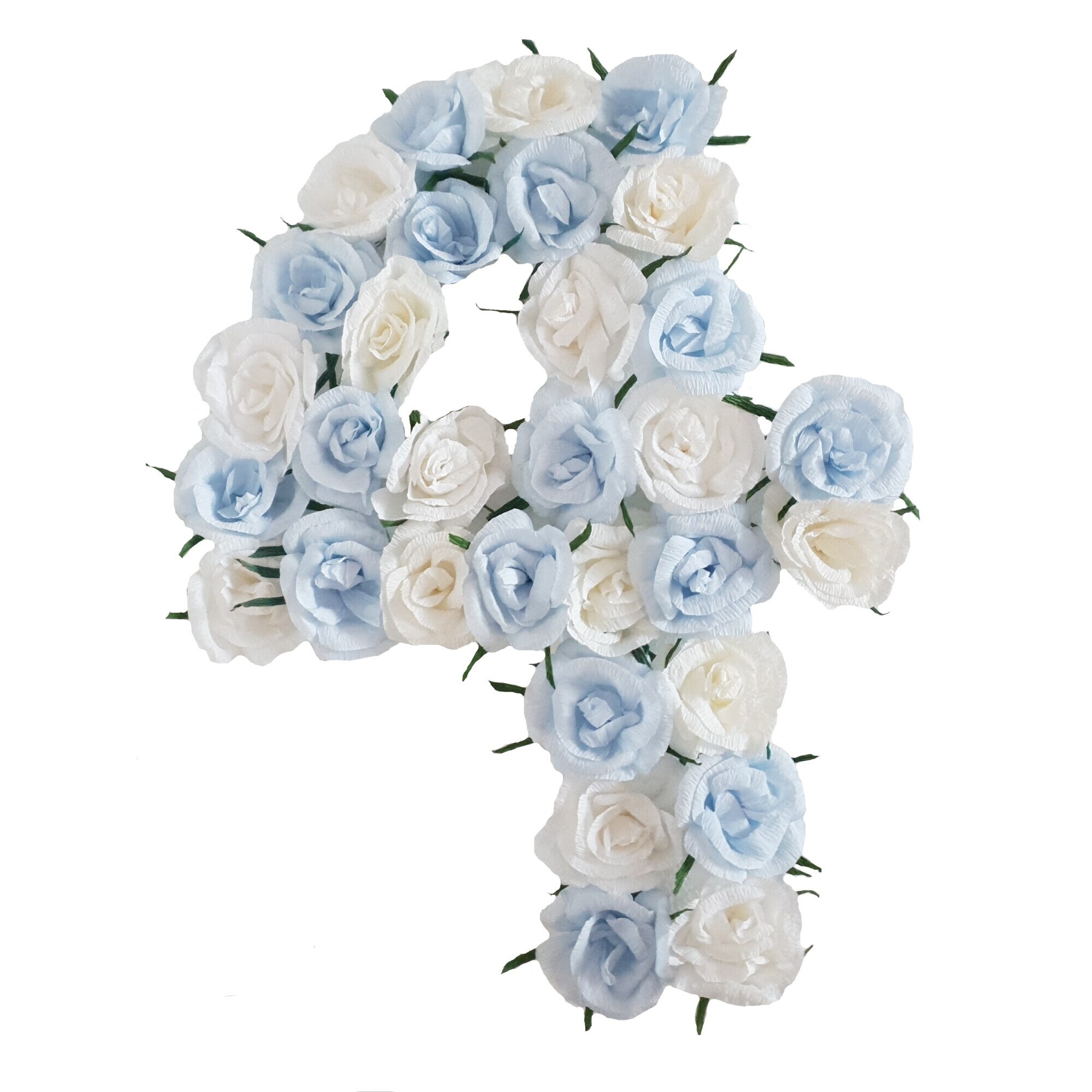 Cifra volumetrica 4 Handmade Minis Boutique, alb si bleu