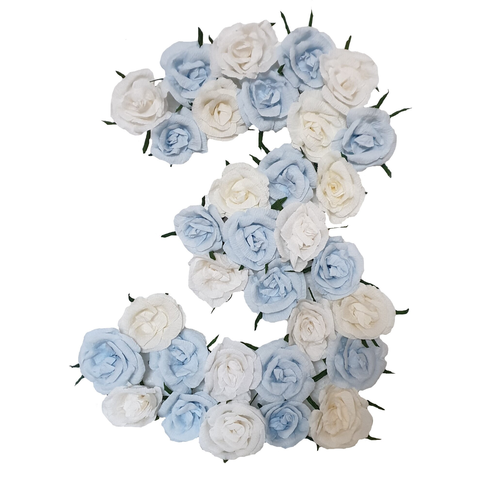 Cifra volumetrica 3Handmade Minis Boutique, alb si bleu