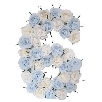 Cifra volumetrica 6 Handmade Minis Boutique, alb si bleu Cifra volumetrica 6 Handmade Minis Boutique, alb si bleu