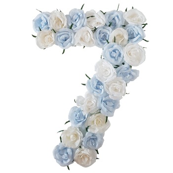 Cifra volumetrica 7 Handmade Minis Boutique, alb si bleu Cifra volumetrica 7 Handmade Minis Boutique, alb si bleu