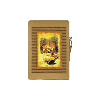 Cutie Decorativa cu Peisaj de Iarna din Carton Cutie Decorativa cu Peisaj de Iarna din Carton