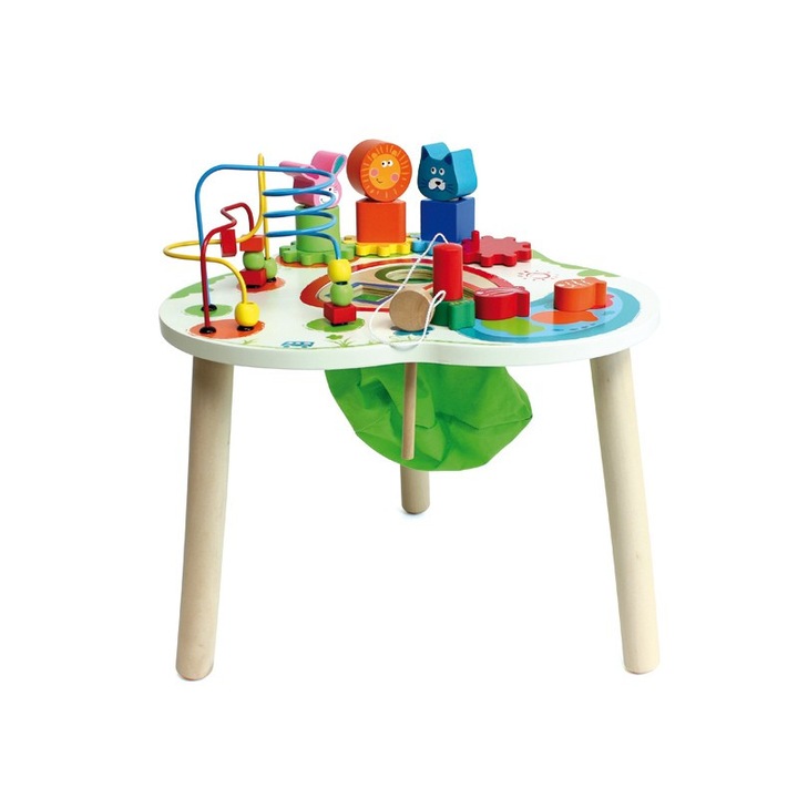 Многофункционална маса за игра AcoolToy, Дървена маса с пет игри Многоцветна