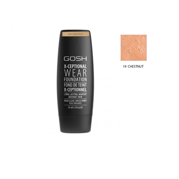 Дълготраен Фон дьо тен GOSH X- Ceptional Wear 35 мл с витамин Е 19 Chestnut