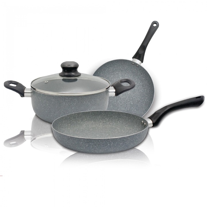 Set tigaie si oala SAPIR Marble Cook, 4 piese, Acoperire Marmura