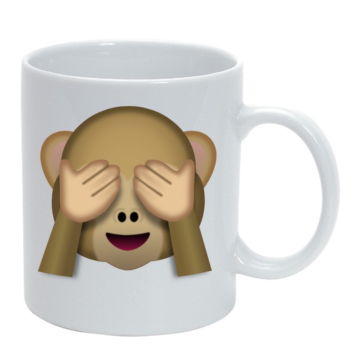 Cana personalizata Emoji Monkey ,26, ceramica, 330 ml