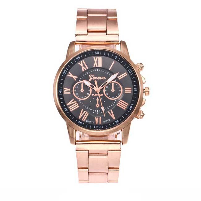 Ceas Dama Quartz Geneva Casual Elegant Negru, CP9793NU, curea din metal (zale), afisaj analog