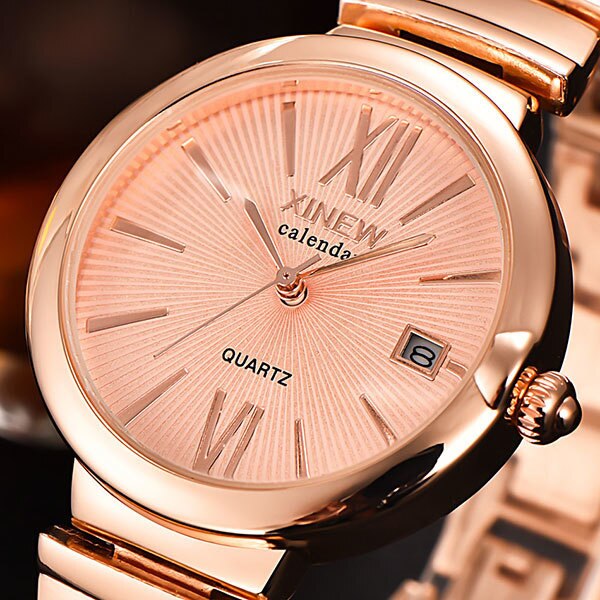 Ceas Dama Quartz XINEW Casual Elegant Rose, CP9870RE, curea din metal (zale), afisaj analog