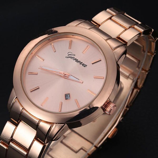 Ceas Dama Quartz Geneva Casual Elegant Rose, CP9822RE, curea din metal (zale), afisaj analog