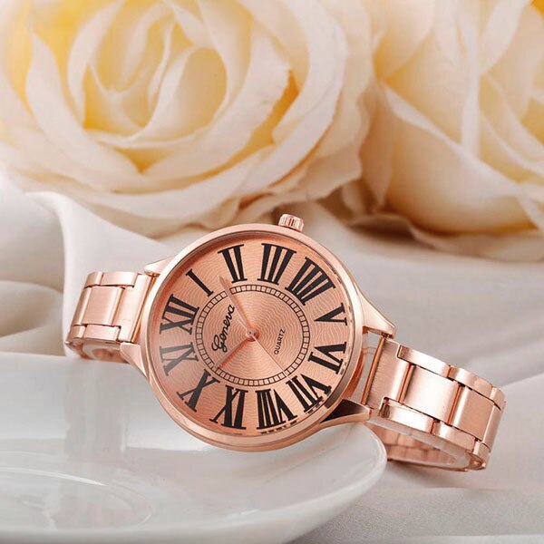 Ceas Dama Quartz Geneva Casual Elegant Rose, CP9969RE, curea din metal (zale), afisaj analog