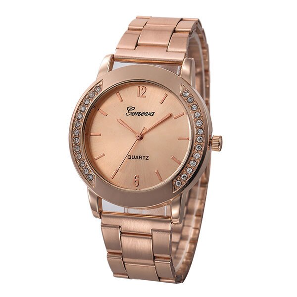 Ceas Dama Quartz Geneva Casual Elegant Rose, CP99906RE, curea din metal (zale), afisaj analog