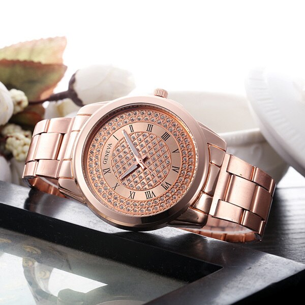 Ceas Unisex Quartz Geneva Casual Elegant Rose, CP9958RE, curea din metal (zale), afisaj analog