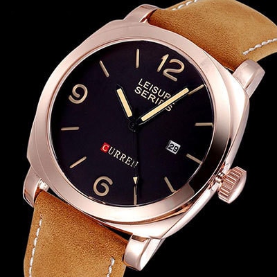 Ceas Unisex Quartz Curren Casual Elegant Rosegold, CP9390RD, curea din piele, afisaj analog