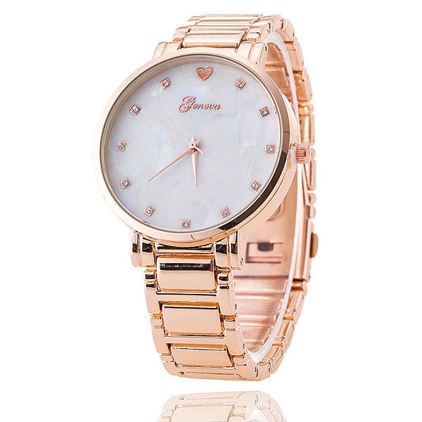 Ceas Dama Quartz Geneva Casual Elegant Rose, CP9799RE, curea din metal (zale), afisaj analog