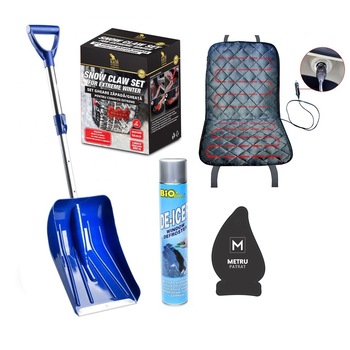 Pachet auto de iarna : Lopata telescopica pentru zapada Alu Shovel + gheare zapada conditii extreme (tip lanturi antiderapante) + spray 750 ml pentru dezghetare parbriz + husa auto cu incalzire 12V neagra + odorizant Metru Patrat CADOU Pachet auto de iarna : Lopata telescopica pentru zapada Alu Shovel + gheare zapada conditii extreme (tip lanturi antiderapante) + spray 750 ml pentru dezghetare parbriz + husa auto cu incalzire 12V neagra + odorizant Metru Patrat CADOU