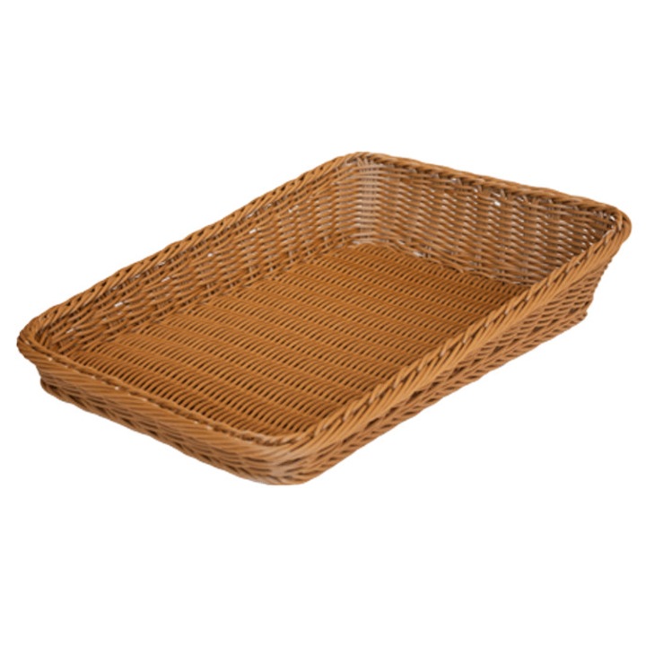 Cos servire paine ,fructe polyratan RAKI 40x35x4x10cm rezistent la apa se poate spala in masina de spalat vase culoare cafea