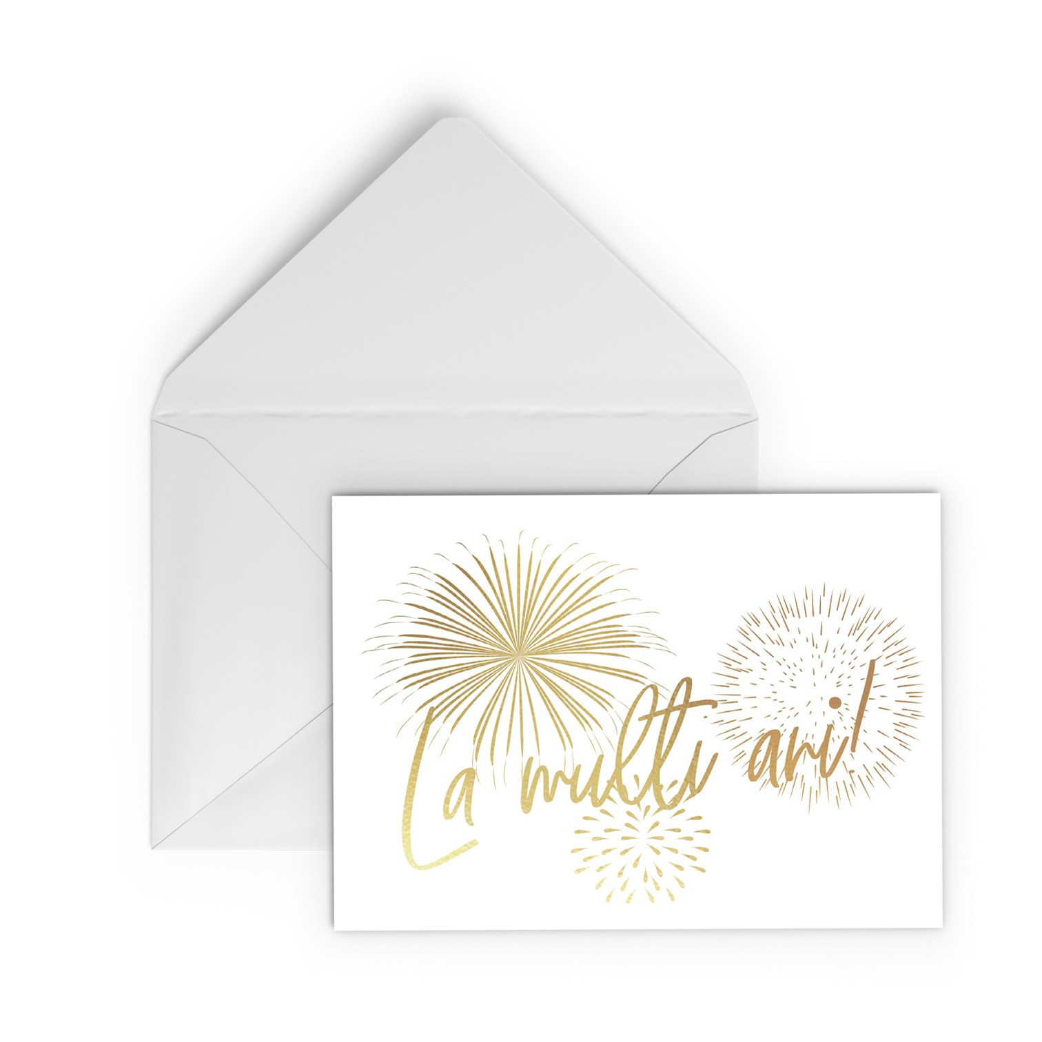 Felcitare cu plic, La Multi Ani, colaj auriu, sarbatoare