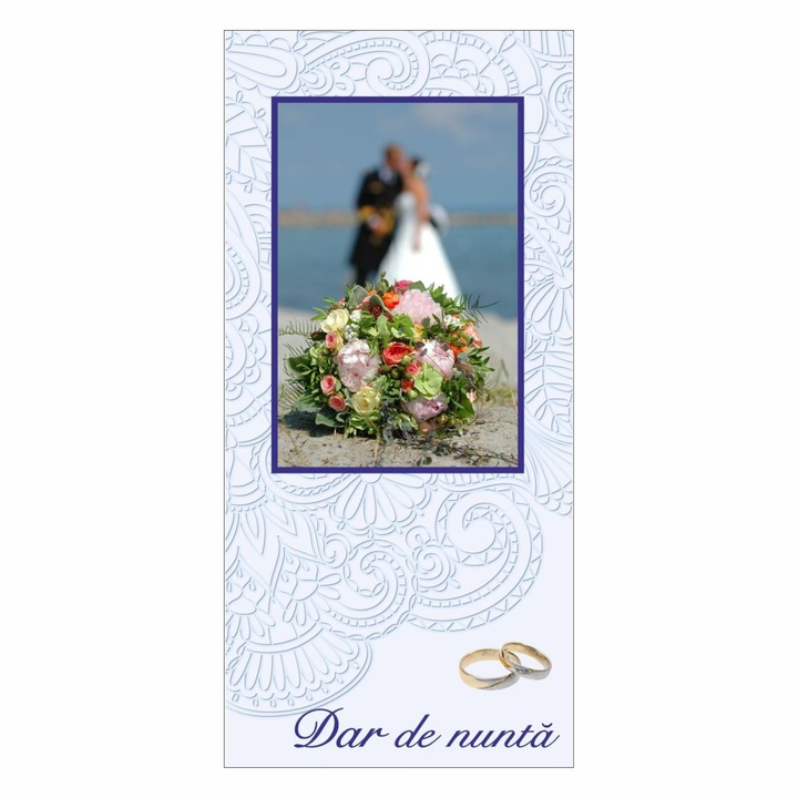Felicitare cu buzunar - Dar de nunta - miri cu buchet
