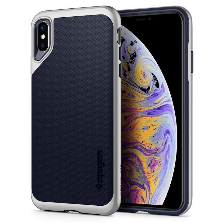 Husa Antisoc Spigen Neo Hybrid pentru iPhone XS Max (6.5"), Satin Silver