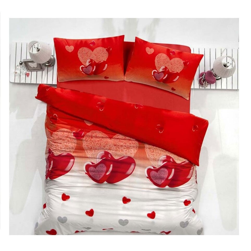 Lenjerie de pat IDL Dream Love pentru 2 persoane, 4 piese, 240x260 potrivita pentru paturile matrimoniale, Confectionata din bumbac 100% pentru o calitate sporita, datorita texturii special create pentru a rezista uzurii